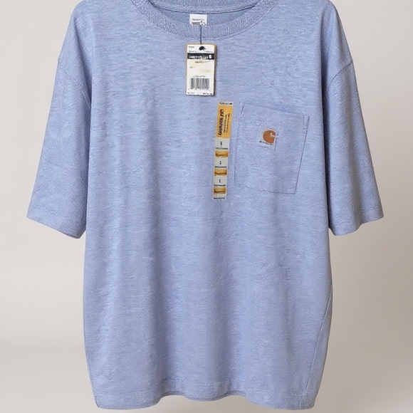 Carhartt Men's Loose Fit Short Sleeve Pocket T-Shirt Blue Size L NWT - Picture 1 of 4